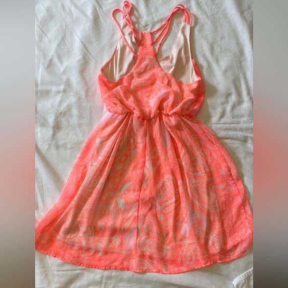 Lush Coral Pink Paisley Dress - Picture 4 of 6